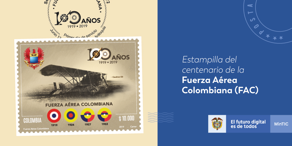 Estampilla conmemorativa - Fuerza Aérea Colombiana