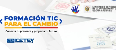 Banner con el logo de Formación TIC para el Cambio y Icetex
