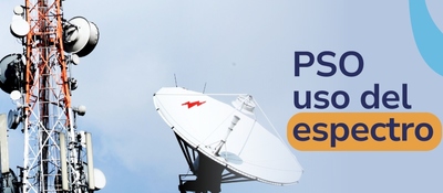 Imágenes de antena y torre radioeléctrica con el texto "PSO uso del espectro"