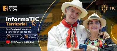 Banner con foto de ciudadanos con trajes típicos de Colombia, Texto "informaTIC Territorial" y día y hora de el encuentro