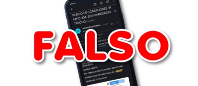 Imagen diseñada con la palabra FALSO resaltada.