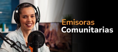 Imagen diseñada con el texto Emisoras comunitarias