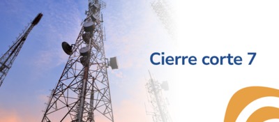 Foto de una antena de telecomunicaciones acompañada del texto "cierre corte 7"