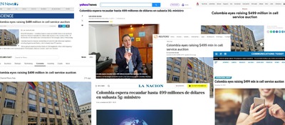Collage de fotos de las noticias publicadas de MinTIC Colombia en medios internacionales.