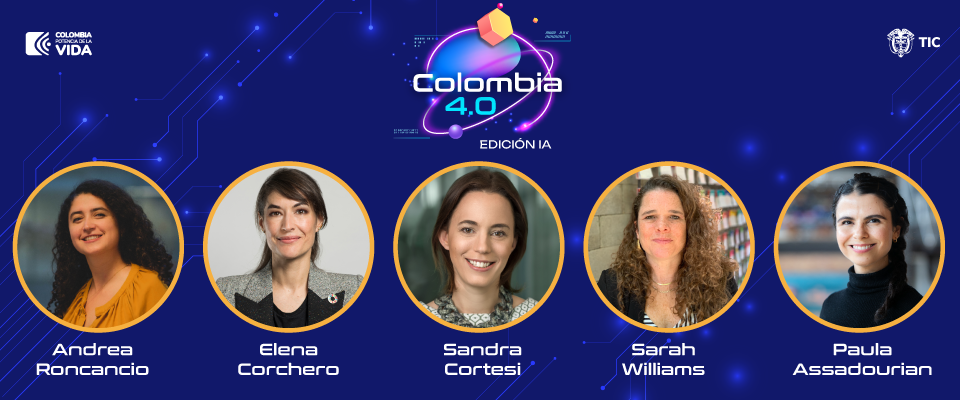 Imagen diseñada con las mujeres panelistas en Col40