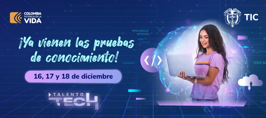 Imagen diseñada invitando a las pruebas de Talento Tech