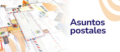 Imagen diseñada con correspondencia y el texto Asuntos postales