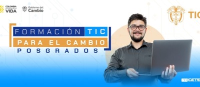 Imagen diseñada con el texto Formación TIC para el cambio