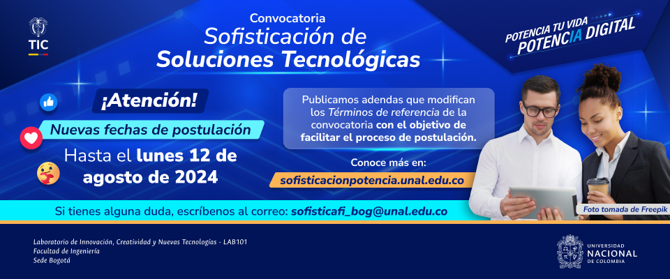 Imagen diseñada para 'Convocatoria Sofisticación de Soluciones Tecnólogicas'