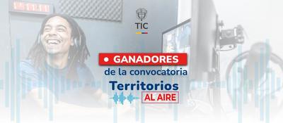 Imagen diseñada con un conductor de radio y el texto ‘Territorios al Aire 2024’