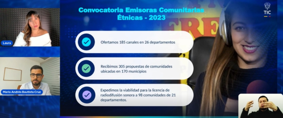Imagen diseñada para 'Convocatoria Emisoras Comunitarias Étnicas - 2023'