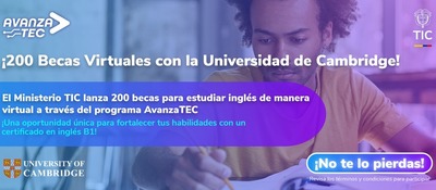 Imagen diseñada 'Avanza TEC Becas Virtuales Universidad Cambridge'