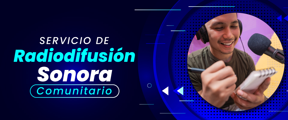 Imagen diseñada con texto y la foto de un locutor