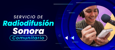 Imagen diseñada con texto y la foto de un locutor