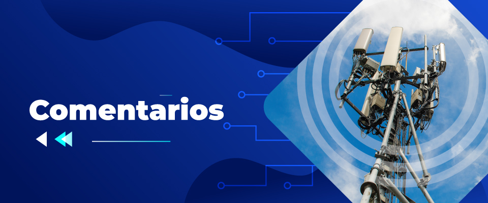 Imagen diseñada con antena de telecomunicaciones junto al texto 'Comentarios'