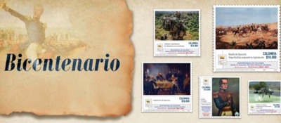 Imagen diseñada de Colombia que celebra los 200 años de la Batalla de Ayacucho