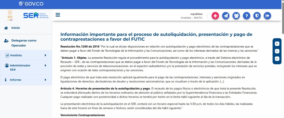 Foto de screenshot de Sistema Electrónico de Recaudo