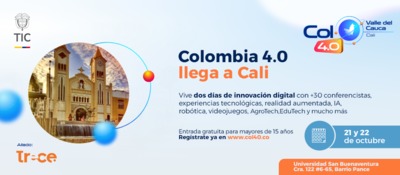 Imagen diseñada invitando a Colombia 4.0 Valle del Cauca