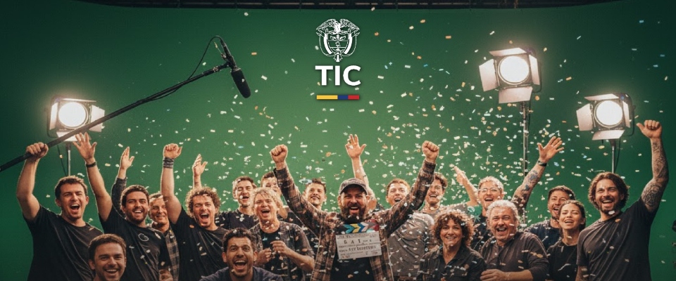 Foto de equipo de audiovisuales celebrando