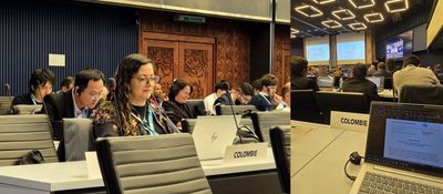 Foto de delegada colombiana en la sesiones de grupo de estudio 4A