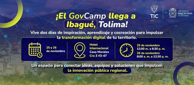 Imagen diseñada con invitación al GovCamp en Ibague, Tolima