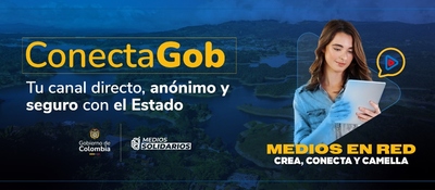 Imagen diseñada de ConectaGob, se ve una joven con una tableta en sus manos