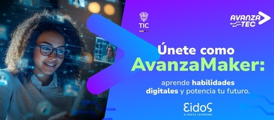 Iamgen diseñada con la fotos de una joven afroamericana y la invitación a participar de AvanzaMaker