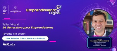 Imagen diseñada invitando al Taller Virtual con la foto del panelista