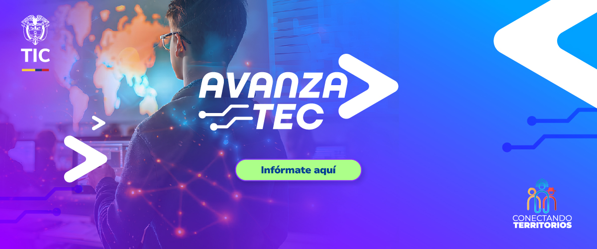 Mujer usa gafas de realidad virtual en oficina; sobre fondo azul