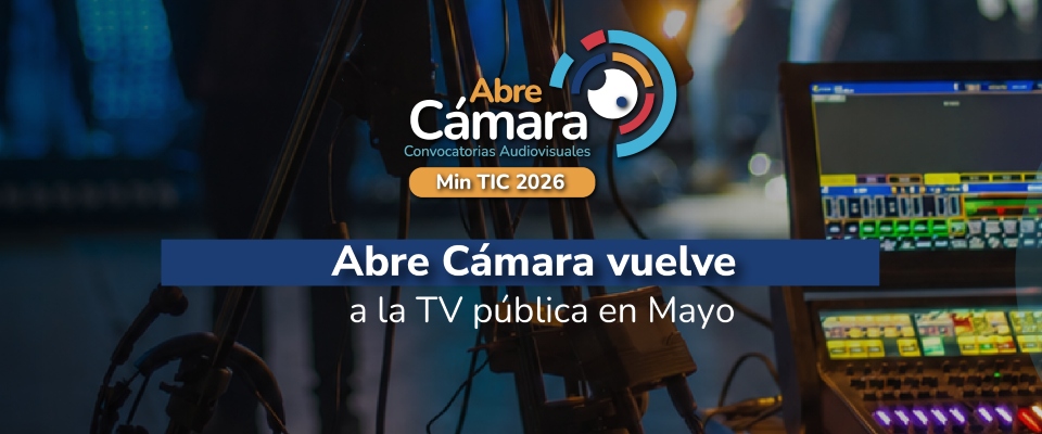 Banner en tonalidad oscura donde se ve una consola de sonido y unas cámaras
