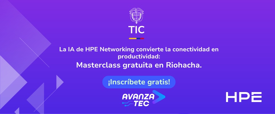 Afiche morado invita a masterclass gratuita de IA en Riohacha para fortalecer habilidades digitales y conectividad