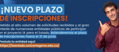Aviso de ampliación del plazo para IA Para el Estado. Inscripciones abiertas hasta el 21 de junio para entidades públicas