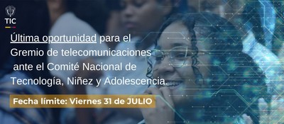 Banner con texto a la izquierda; al fondo, personas, una sonríe con gafas. Fondo azul con gráficos de circuitos y fecha resaltada