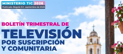 Portada azul con texto sobre boletín de televisión; al fondo, cielo, campanario y flores en una ventana.