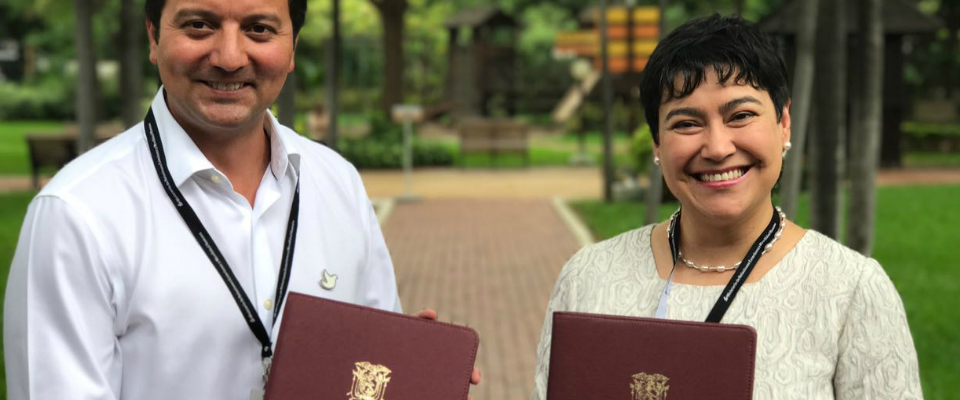Ministro TIC David Luna y  Alexandra Álava  Ministra de Telecomunicaciones y de la Sociedad de la Información de Ecuador