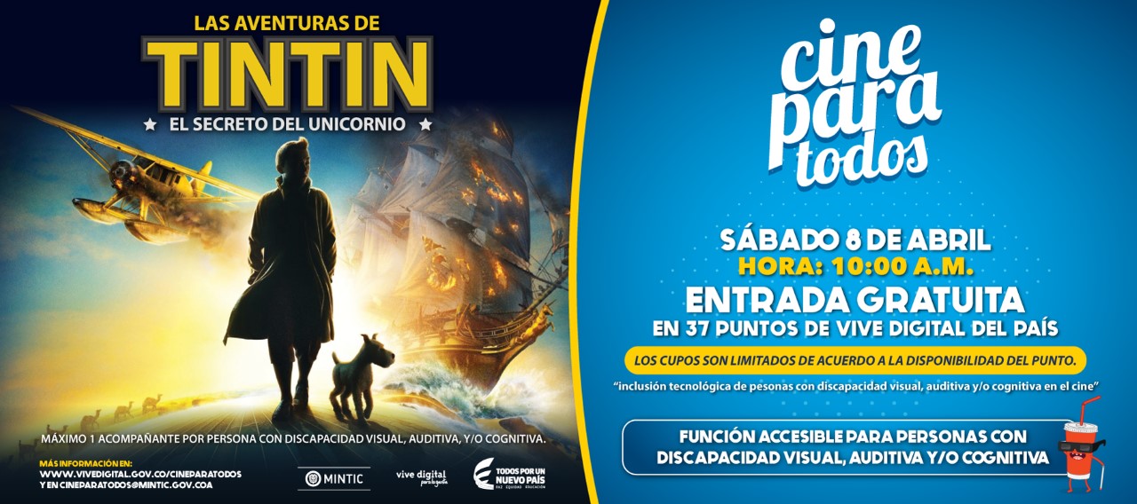 "Las aventuras de Tintín: El secreto del unicornio' - Cine Para Todos en los Puntos Vive Digital