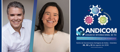 Presidente de Colombia Iván Duque Márquez - Ministra TIC Sylvia Constaín