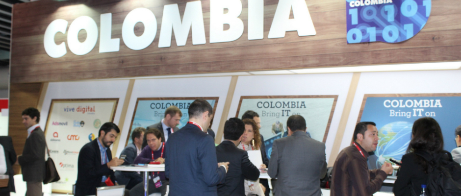 Stand de Colombia en el GSMA - Mobile World Congress 2015, en Barcelona, España.