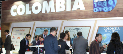 Stand de Colombia en el GSMA - Mobile World Congress 2015, en Barcelona, España.
