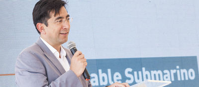 Diego Molano Vega en la presentación del cable submarino en Barranquilla