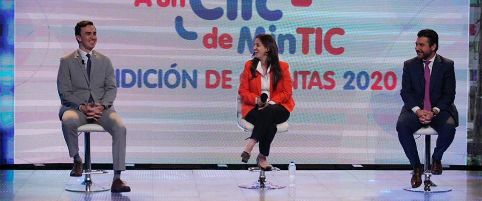 Ministra de las TIC Karen Abudinen junto al viceministro de Conectividad, Iván Mantilla (der), y al viceministro de Transformación Digital, Germán Rueda. Ministra de las TIC Karen Abudinen junto al viceministro de Conectividad, Iván Mantilla (der), y al viceministro de Transformación Digital, Germán Rueda.