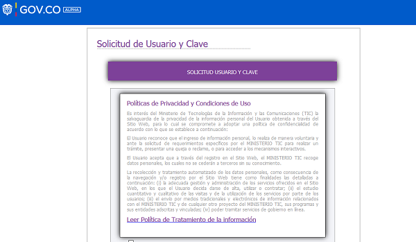 Formulario Solicitud de Usuario